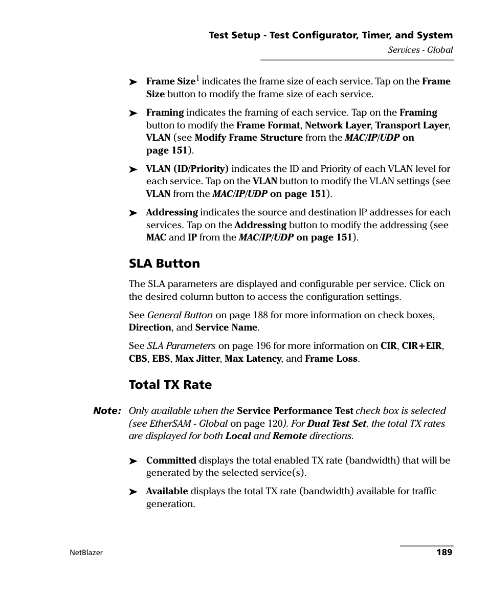 Sla button, Total tx rate | EXFO FTB-800 Series for FTB-1 User Manual | Page 199 / 621