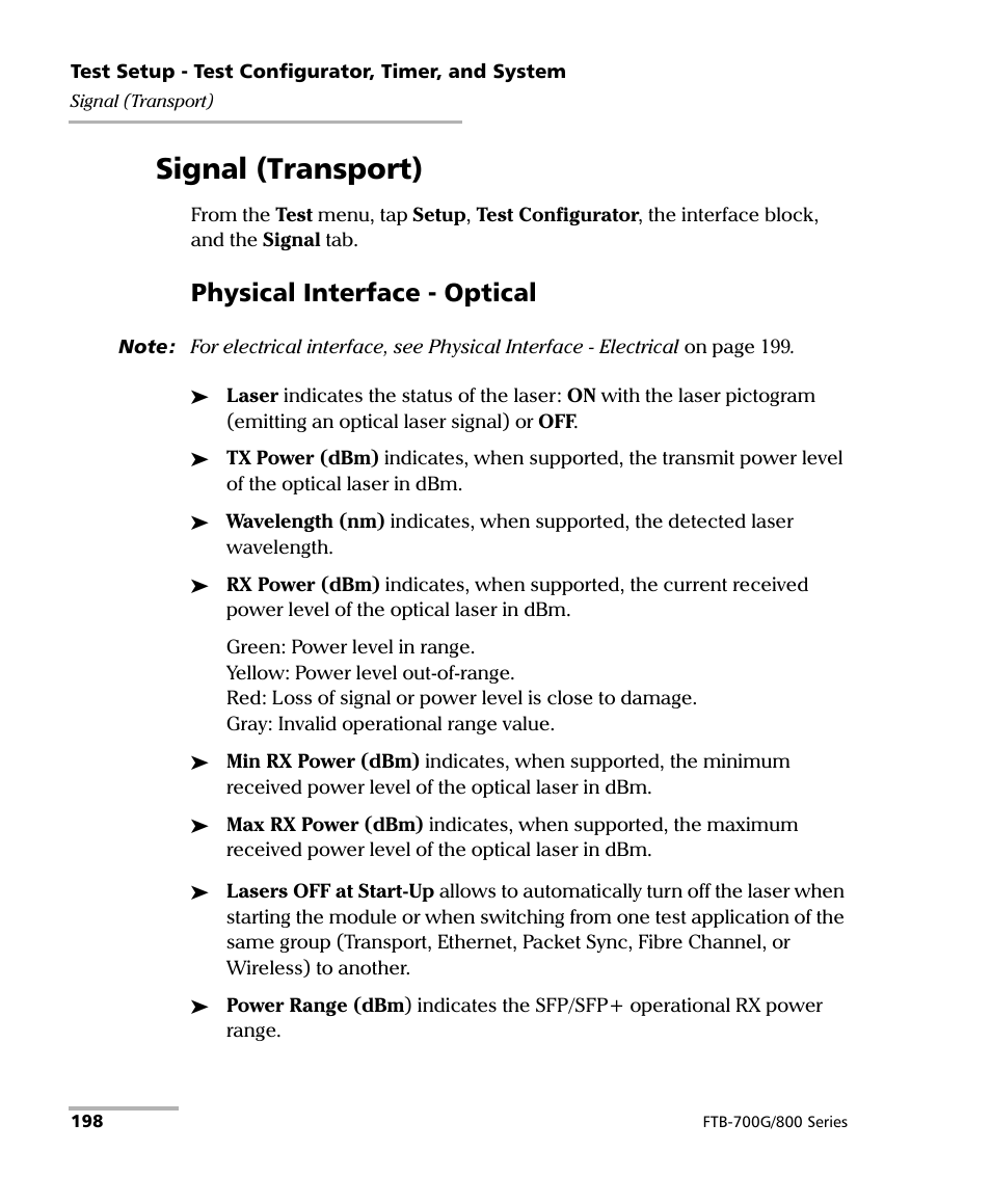 Signal (transport), Physical interface - optical | EXFO FTB-800 Series for FTB-1 User Manual | Page 208 / 621