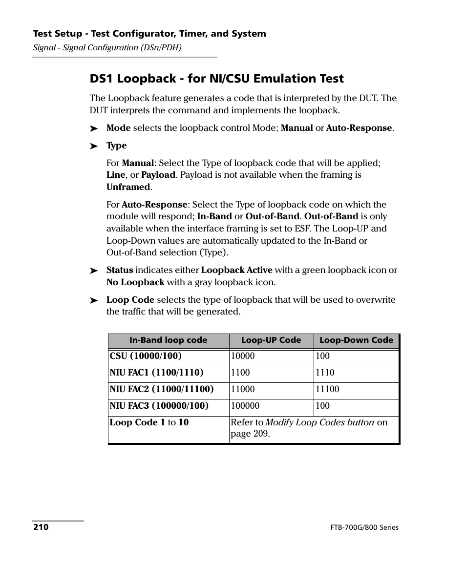 Ds1 loopback - for ni/csu emulation test | EXFO FTB-800 Series for FTB-1 User Manual | Page 220 / 621