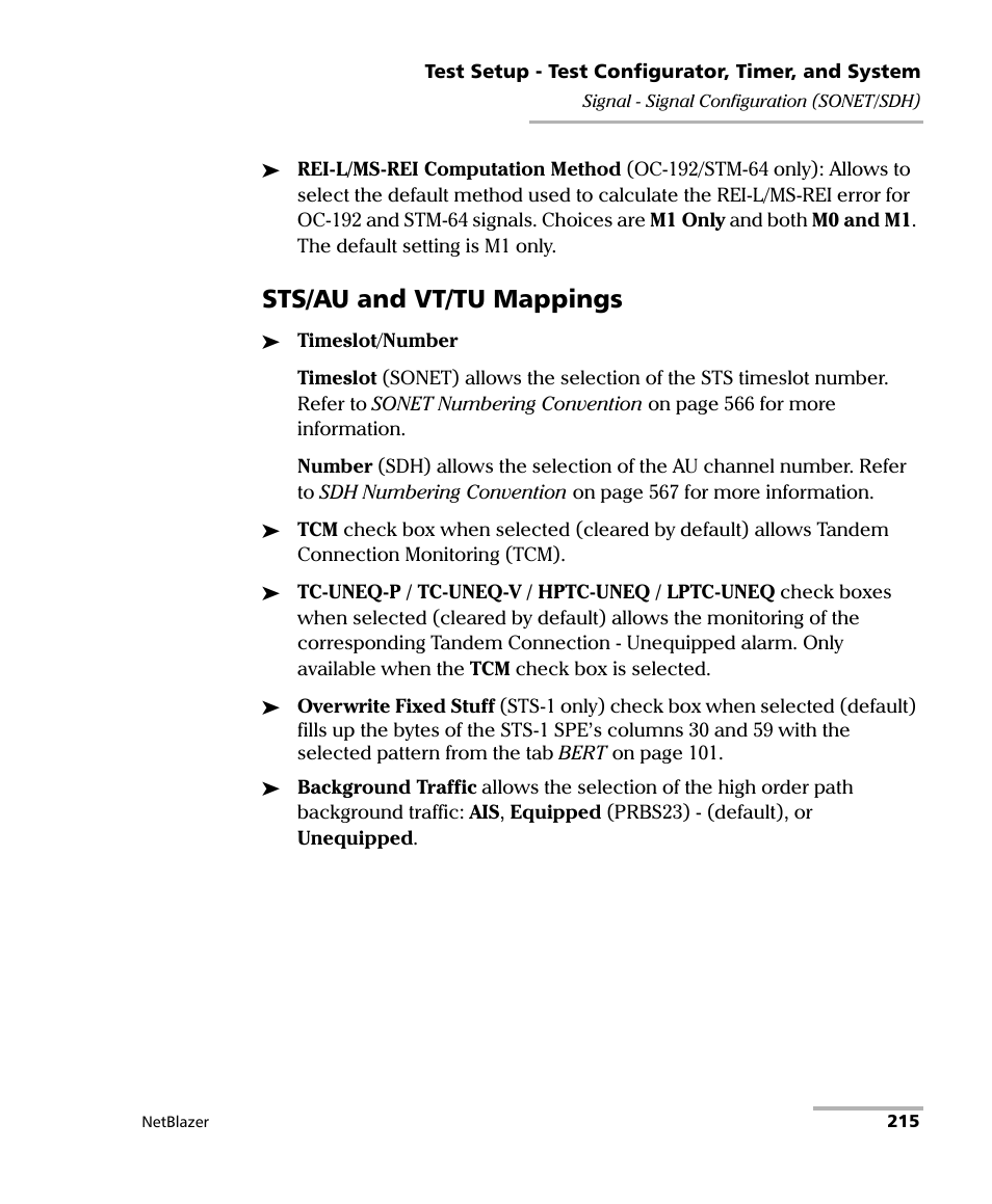 Sts/au and vt/tu mappings | EXFO FTB-800 Series for FTB-1 User Manual | Page 225 / 621
