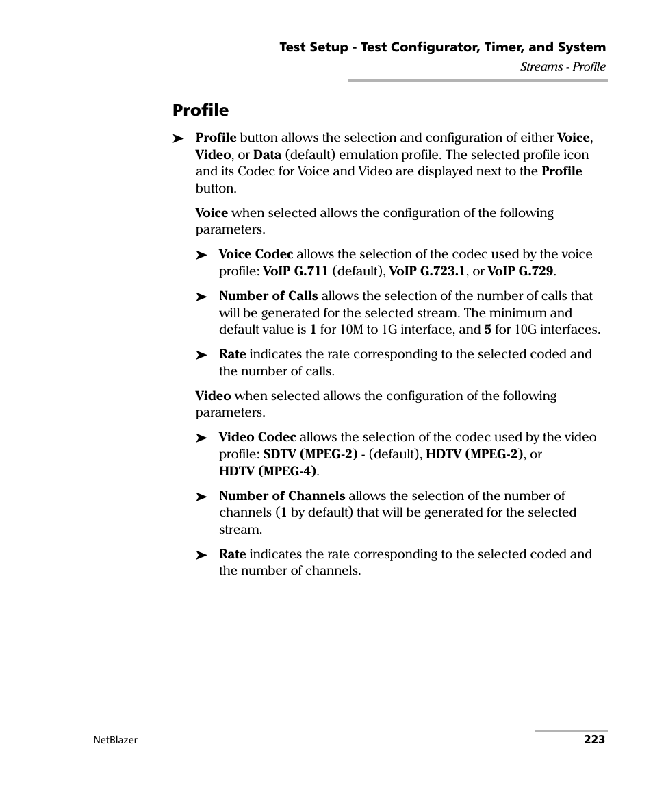 Profile | EXFO FTB-800 Series for FTB-1 User Manual | Page 233 / 621