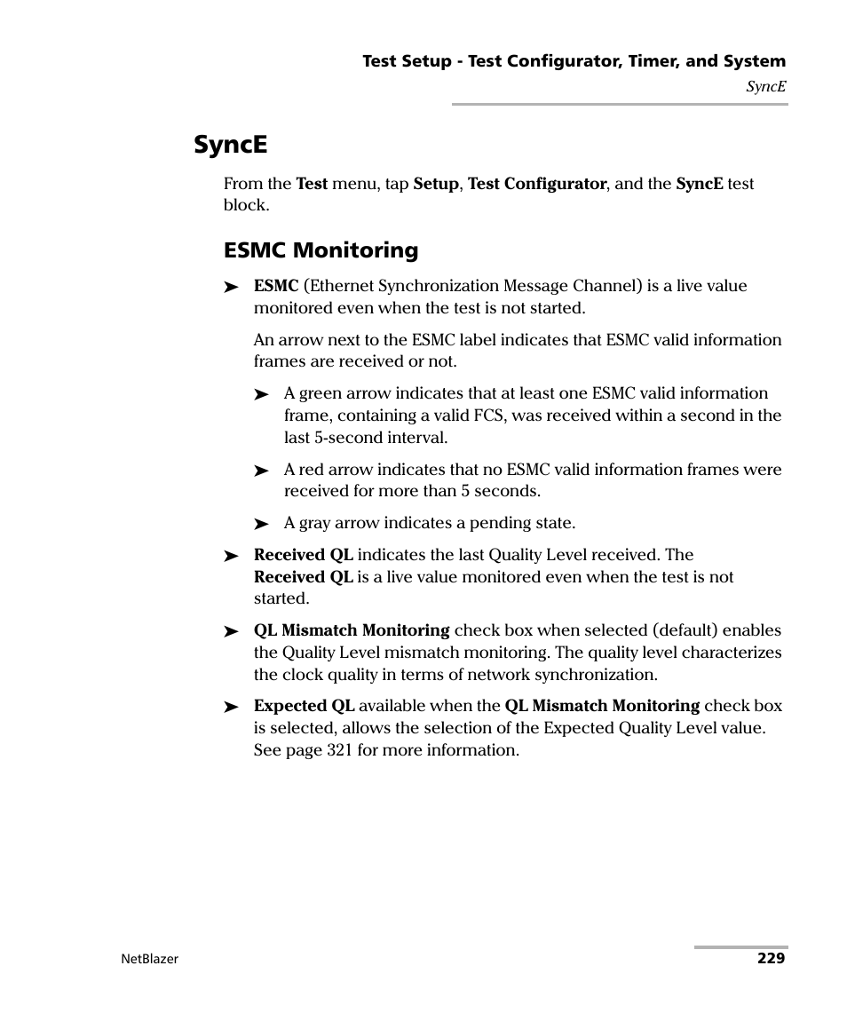 Synce, Esmc monitoring | EXFO FTB-800 Series for FTB-1 User Manual | Page 239 / 621