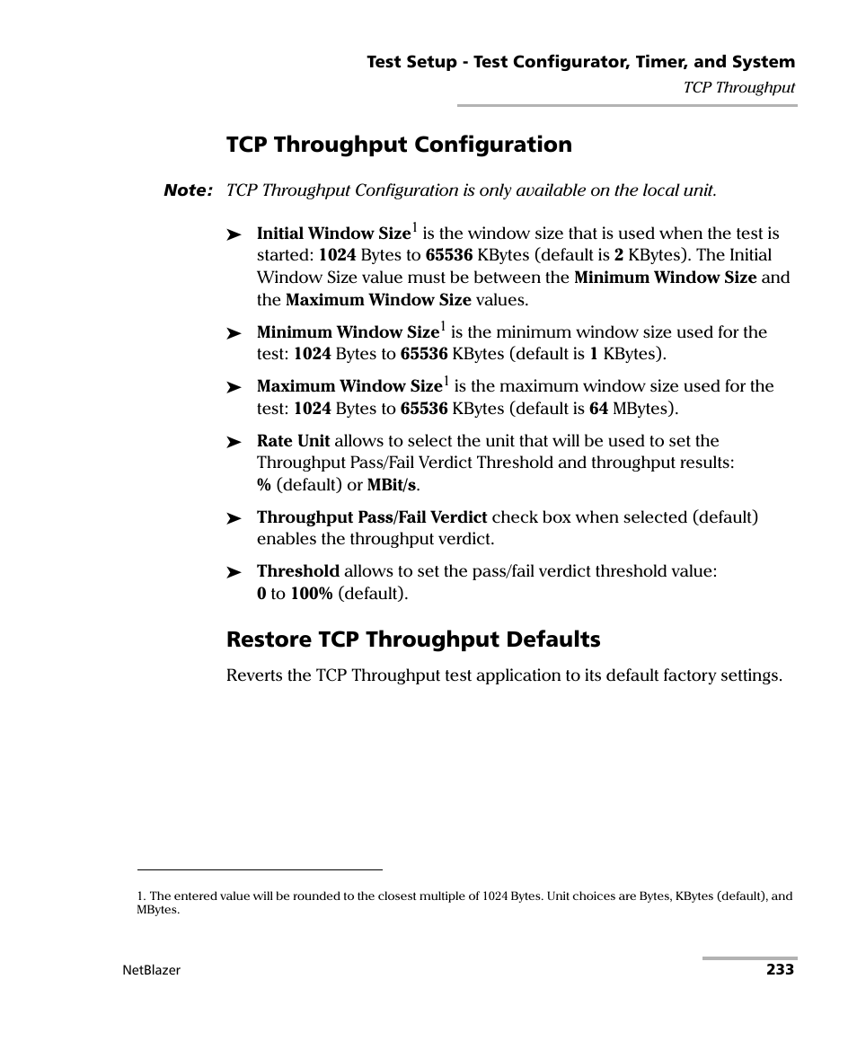Tcp throughput configuration, Restore tcp throughput defaults | EXFO FTB-800 Series for FTB-1 User Manual | Page 243 / 621