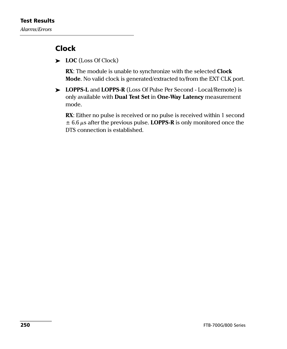 Clock | EXFO FTB-800 Series for FTB-1 User Manual | Page 260 / 621
