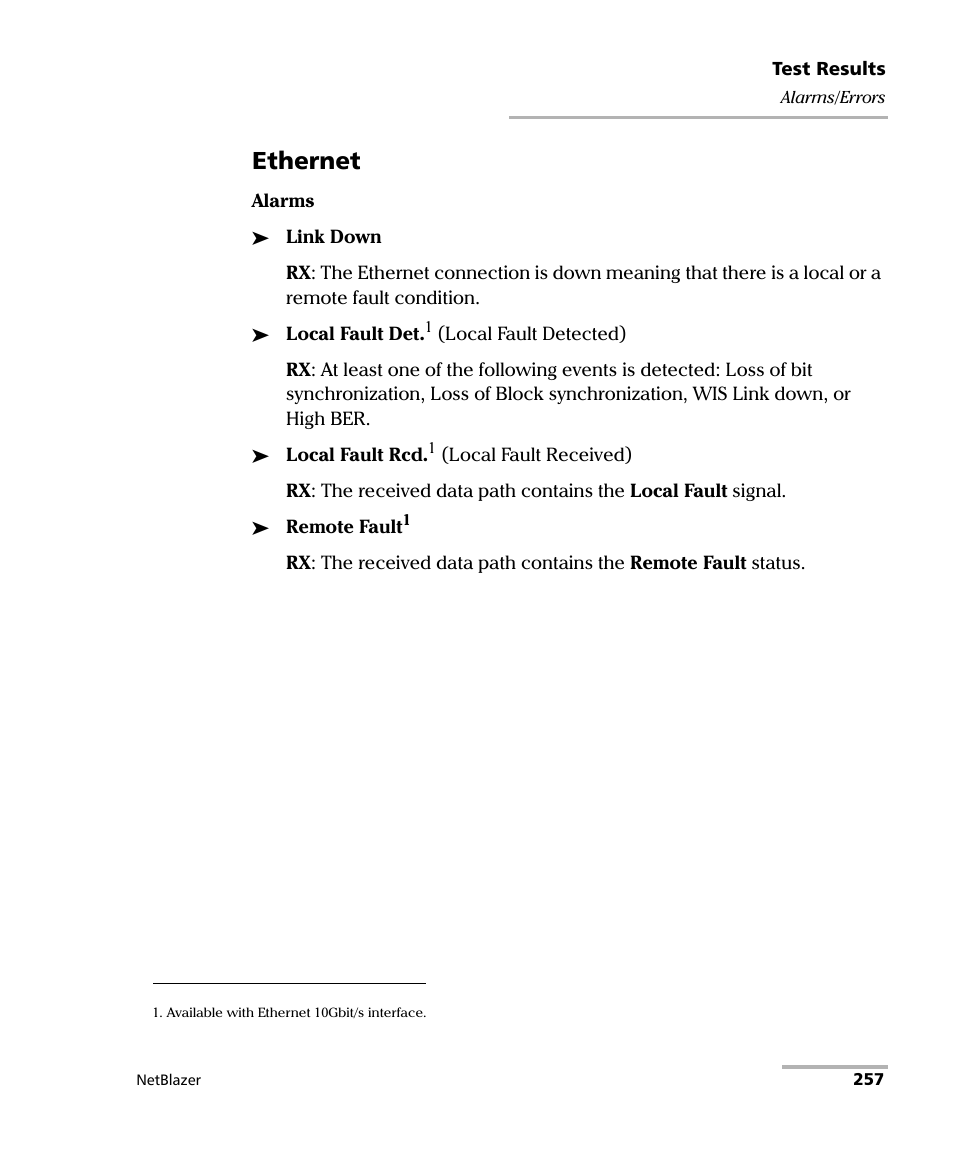 Ethernet | EXFO FTB-800 Series for FTB-1 User Manual | Page 267 / 621