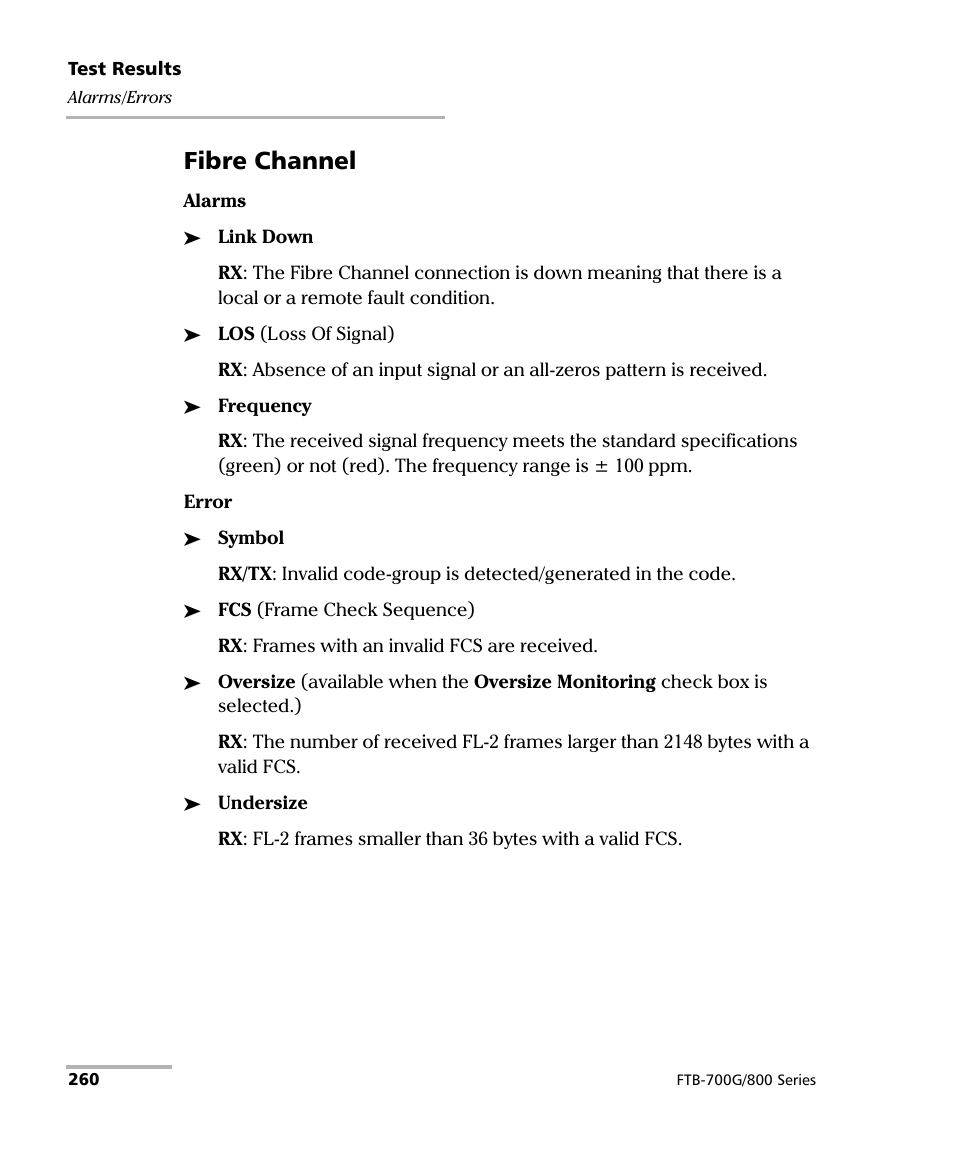 Fibre channel | EXFO FTB-800 Series for FTB-1 User Manual | Page 270 / 621