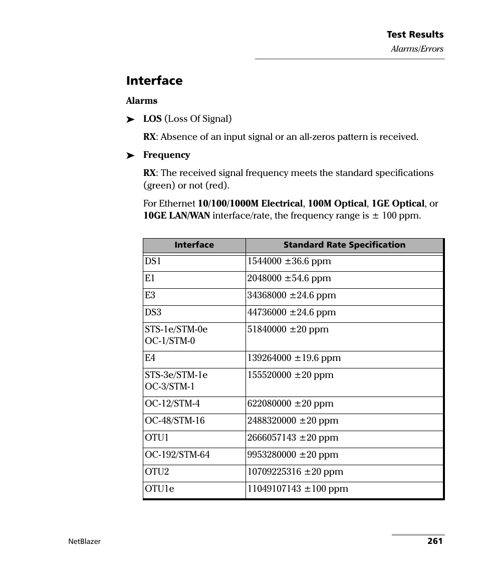 Interface | EXFO FTB-800 Series for FTB-1 User Manual | Page 271 / 621