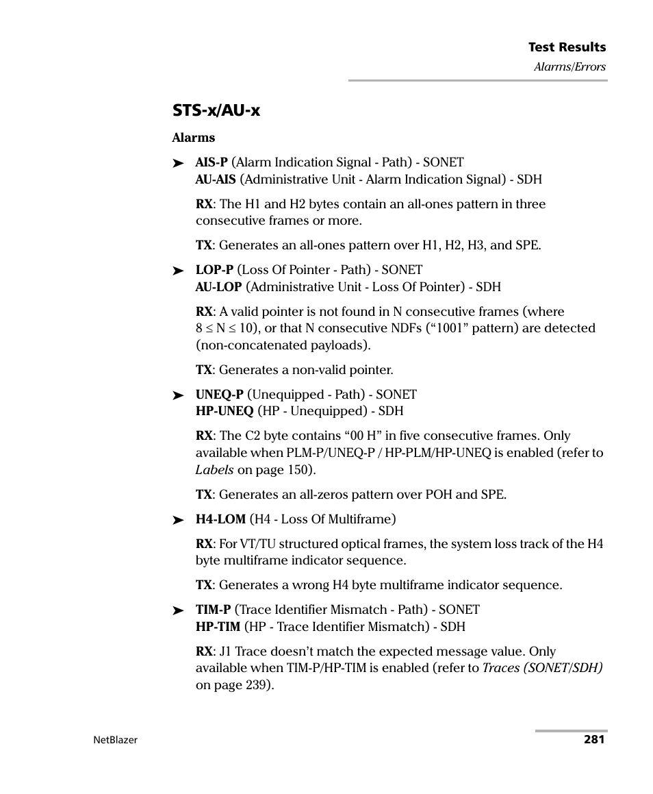 Sts-x/au-x | EXFO FTB-800 Series for FTB-1 User Manual | Page 291 / 621