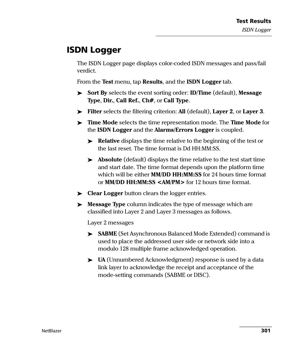 Isdn logger | EXFO FTB-800 Series for FTB-1 User Manual | Page 311 / 621