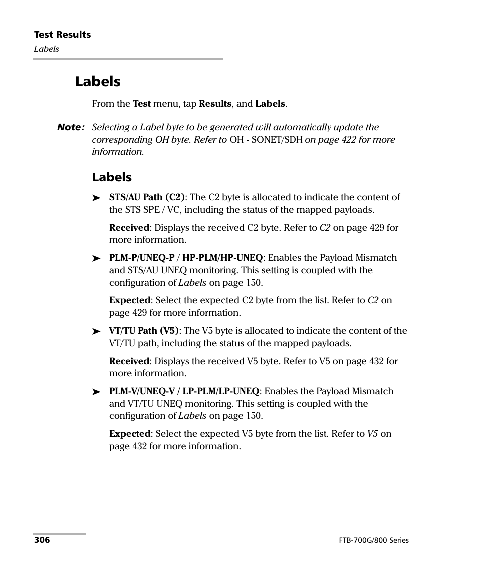 Labels | EXFO FTB-800 Series for FTB-1 User Manual | Page 316 / 621