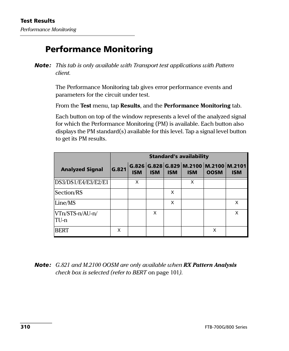 Performance monitoring | EXFO FTB-800 Series for FTB-1 User Manual | Page 320 / 621