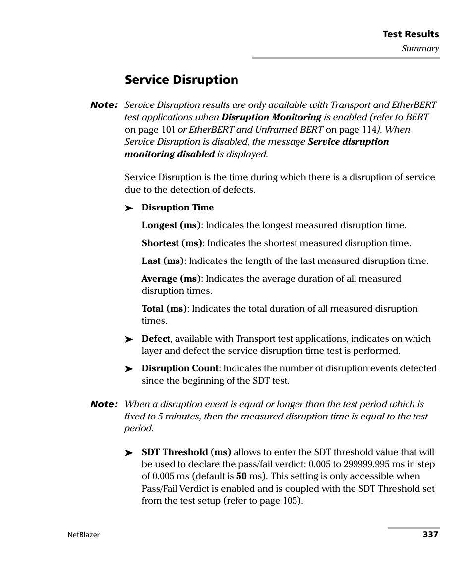 Service disruption | EXFO FTB-800 Series for FTB-1 User Manual | Page 347 / 621