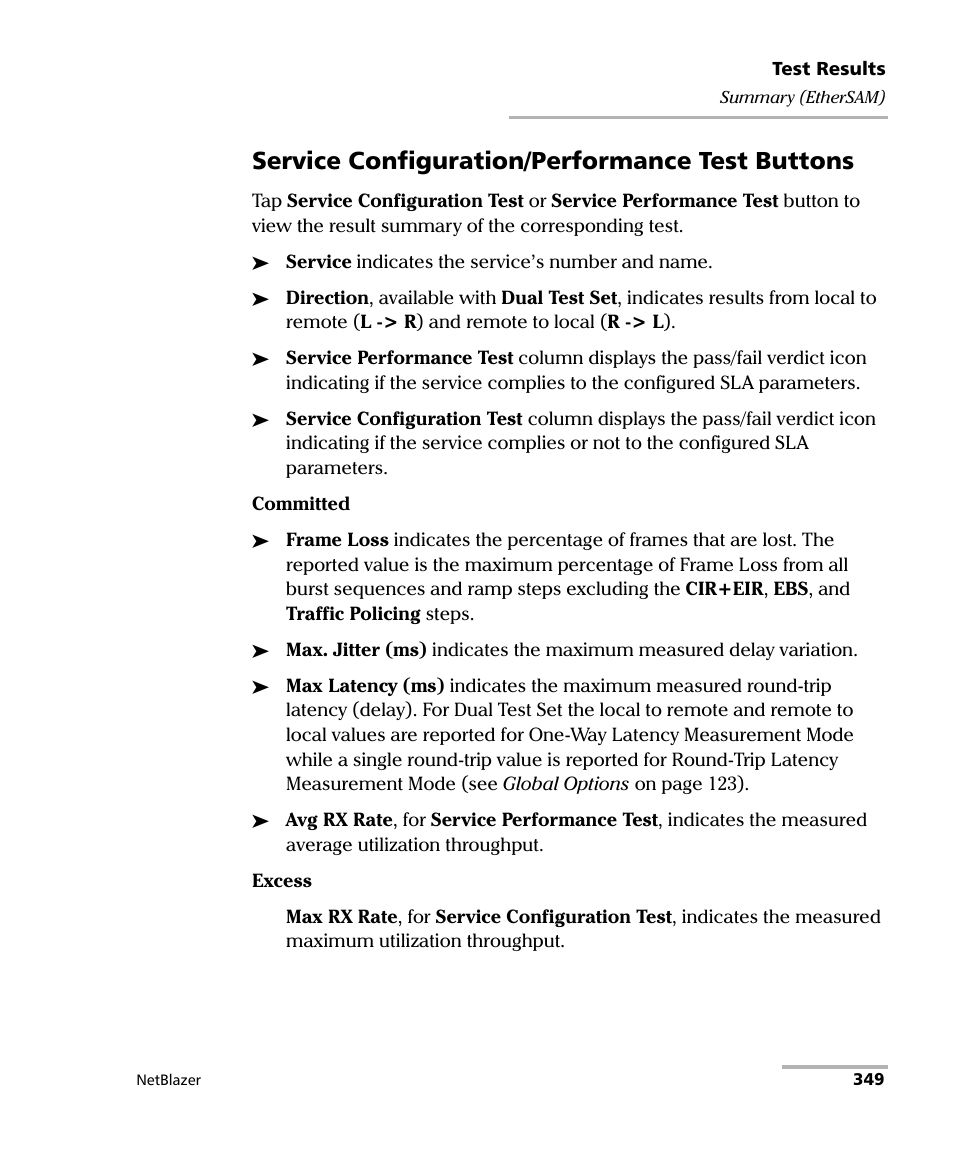 Service configuration/performance test buttons | EXFO FTB-800 Series for FTB-1 User Manual | Page 359 / 621