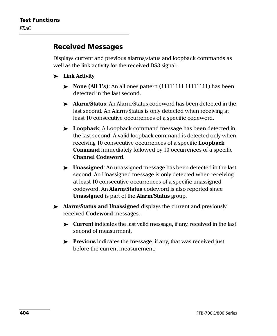 Received messages | EXFO FTB-800 Series for FTB-1 User Manual | Page 414 / 621