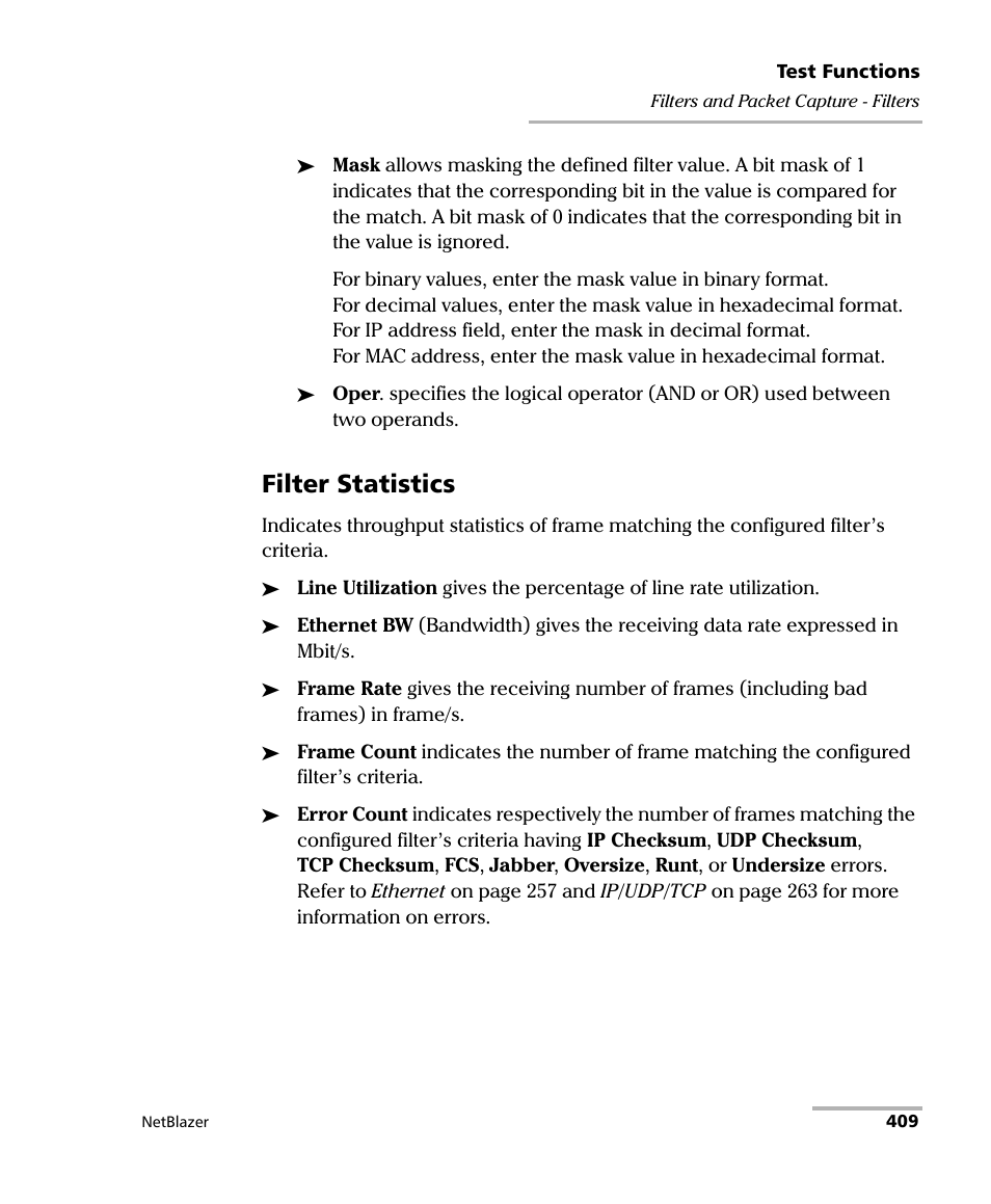 Filter statistics | EXFO FTB-800 Series for FTB-1 User Manual | Page 419 / 621
