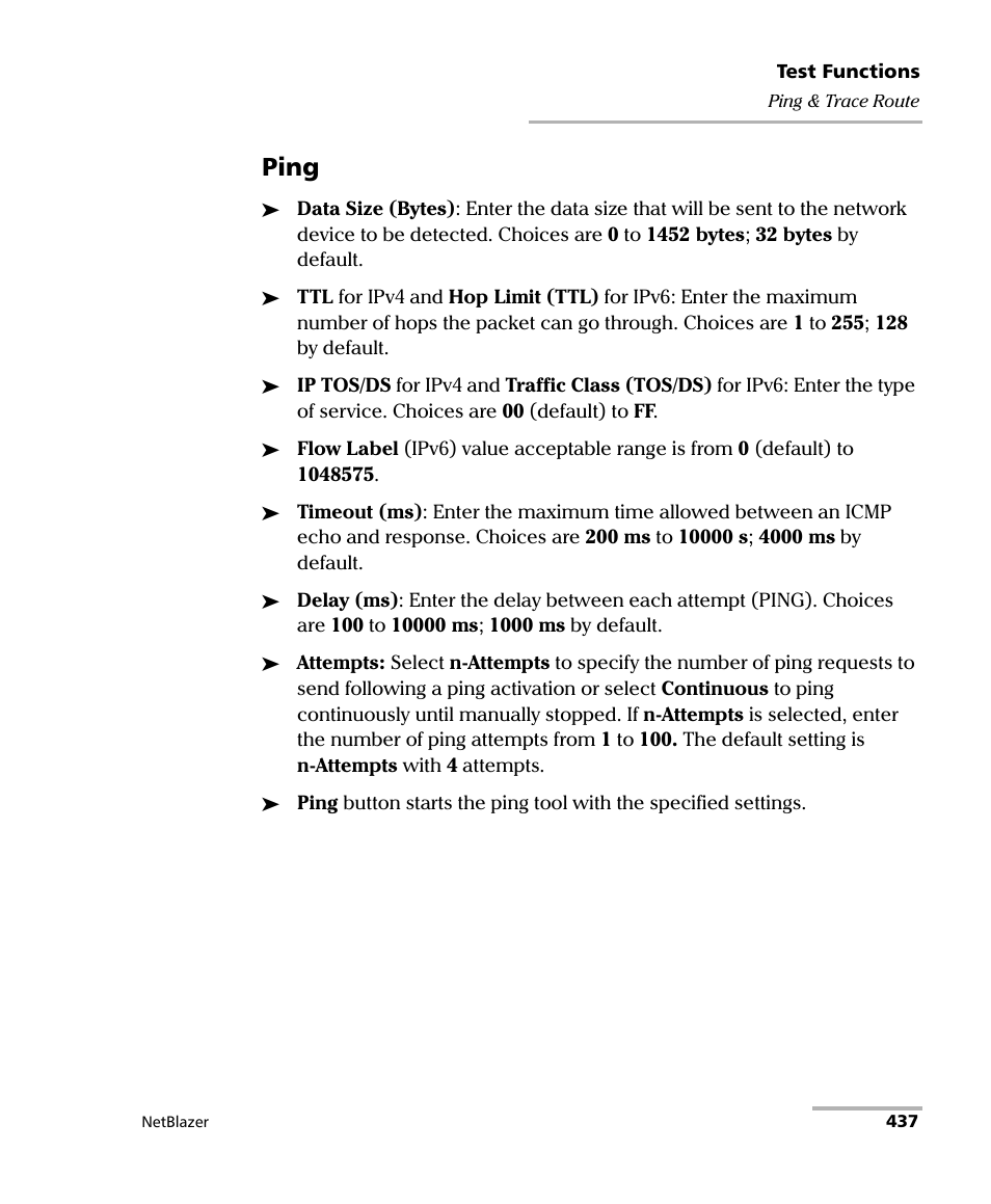 Ping | EXFO FTB-800 Series for FTB-1 User Manual | Page 447 / 621