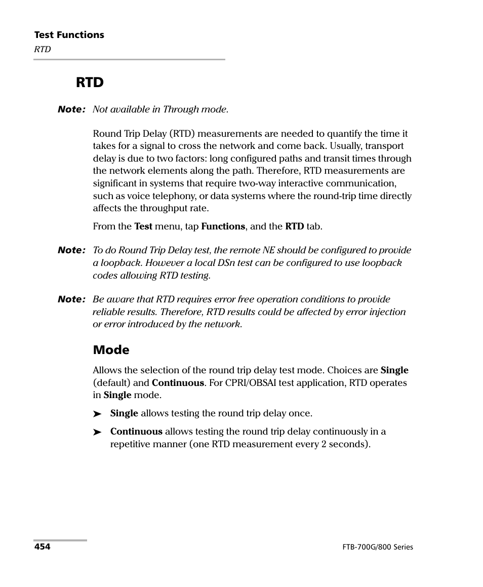 Mode | EXFO FTB-800 Series for FTB-1 User Manual | Page 464 / 621