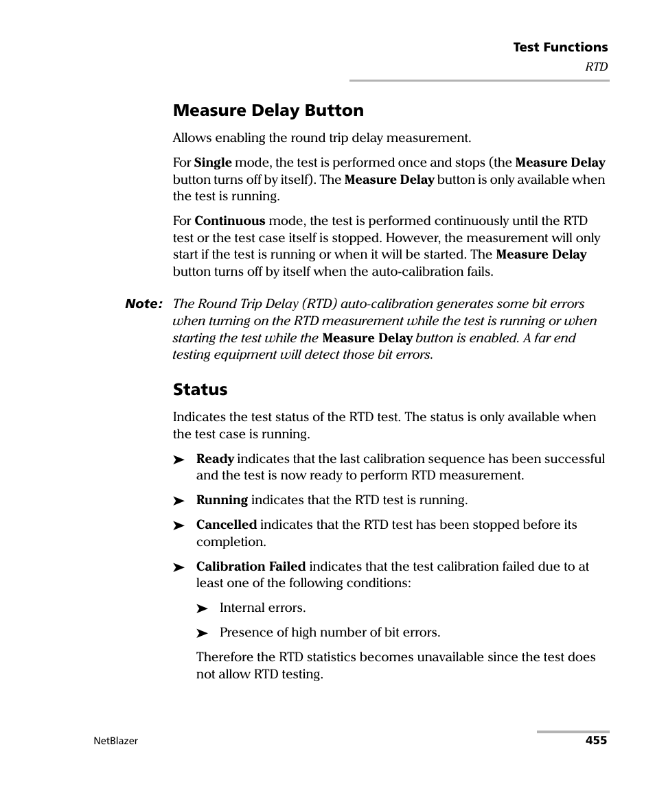 Measure delay button, Status | EXFO FTB-800 Series for FTB-1 User Manual | Page 465 / 621