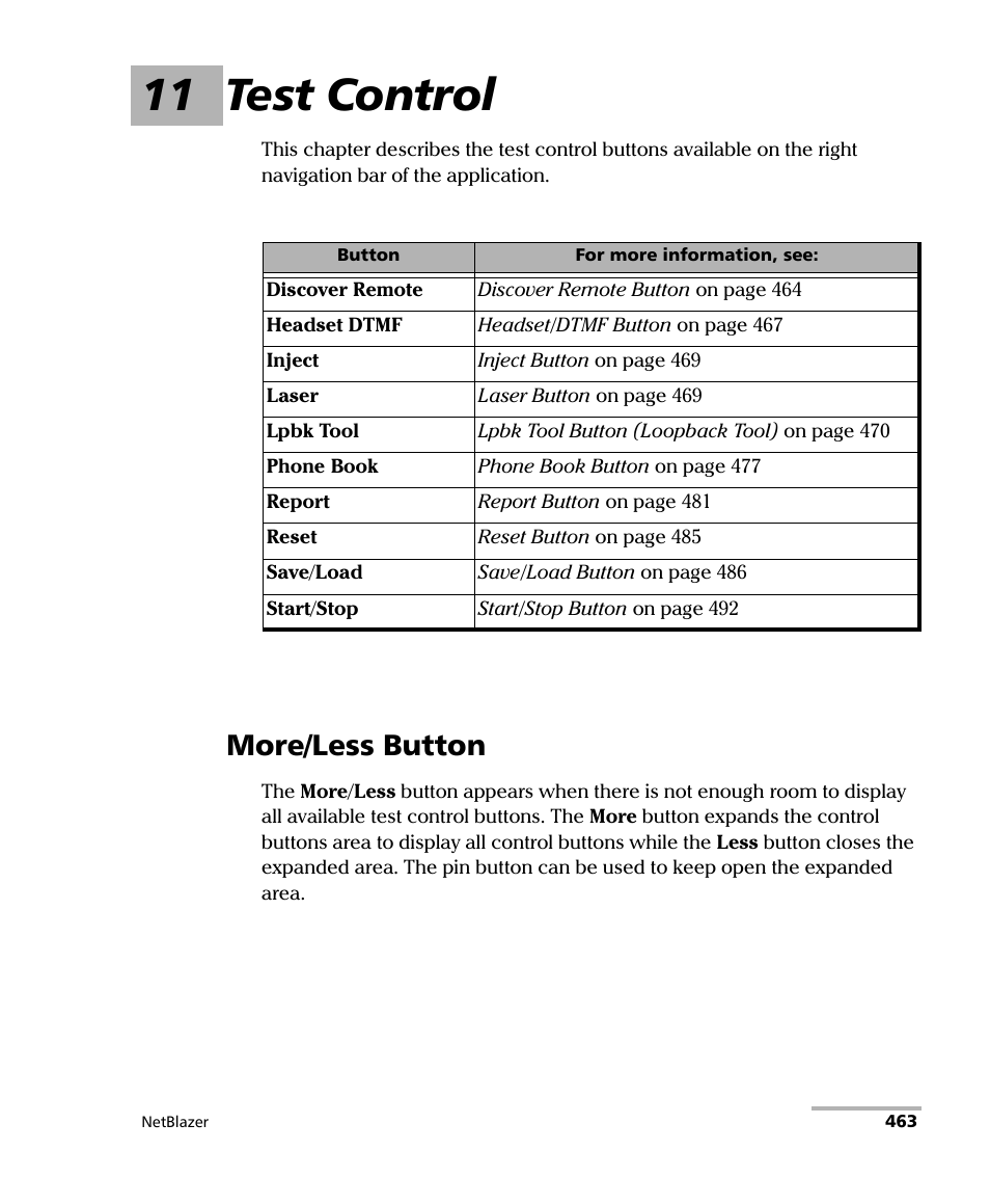 11 test control, More/less button | EXFO FTB-800 Series for FTB-1 User Manual | Page 473 / 621