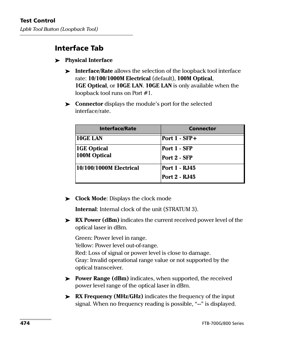 Interface tab | EXFO FTB-800 Series for FTB-1 User Manual | Page 484 / 621