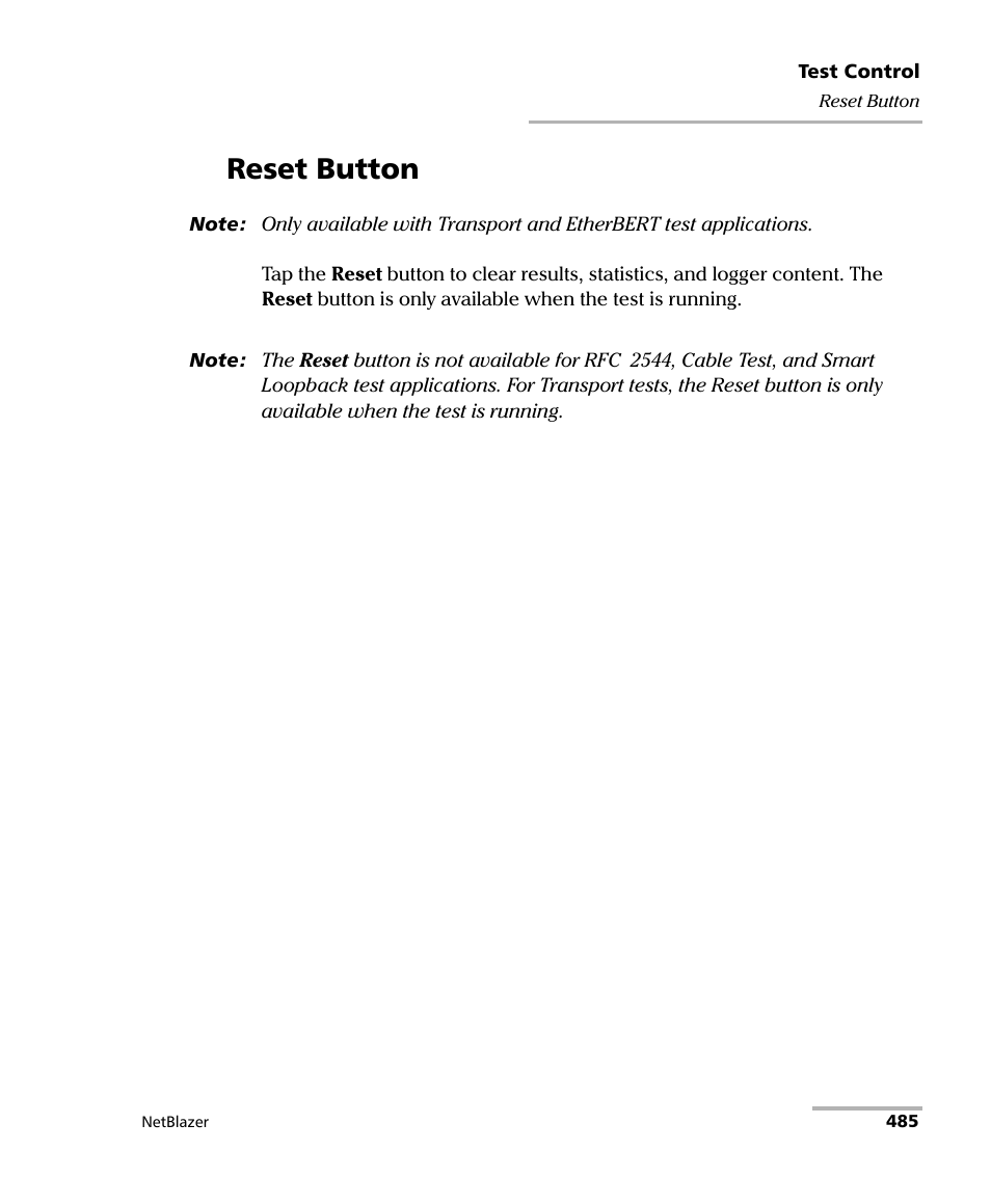 Reset button | EXFO FTB-800 Series for FTB-1 User Manual | Page 495 / 621
