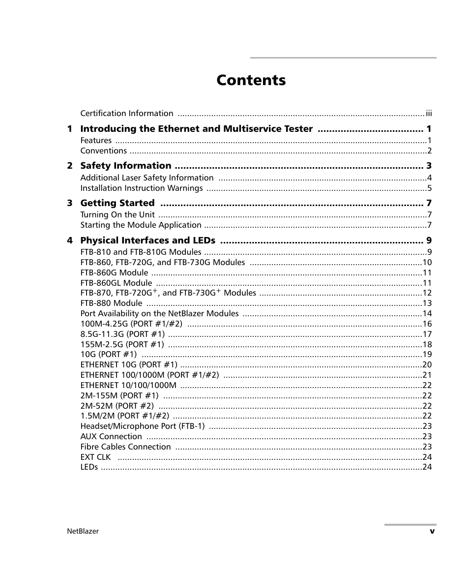 EXFO FTB-800 Series for FTB-1 User Manual | Page 5 / 621