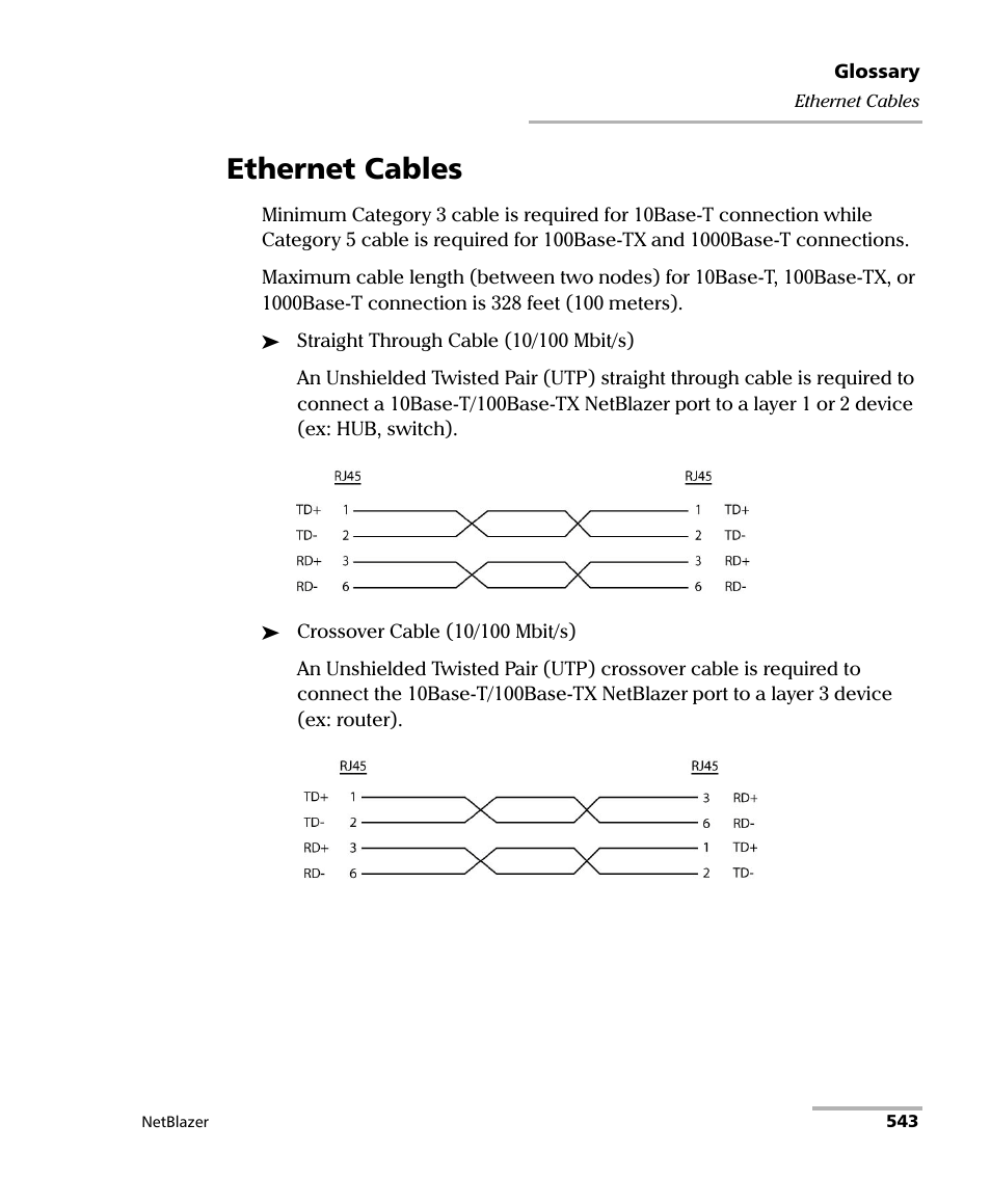 Ethernet cables | EXFO FTB-800 Series for FTB-1 User Manual | Page 553 / 621