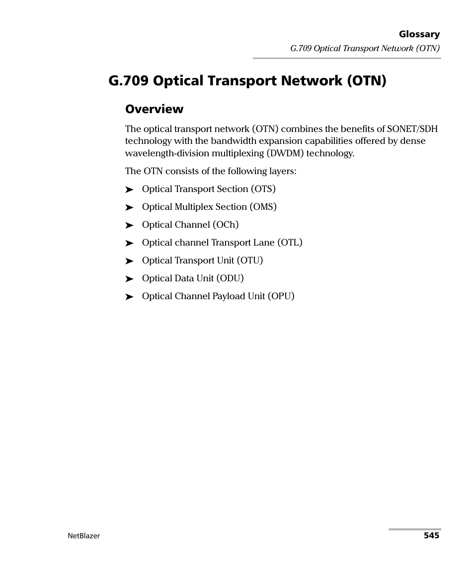 G.709 optical transport network (otn), Overview | EXFO FTB-800 Series for FTB-1 User Manual | Page 555 / 621