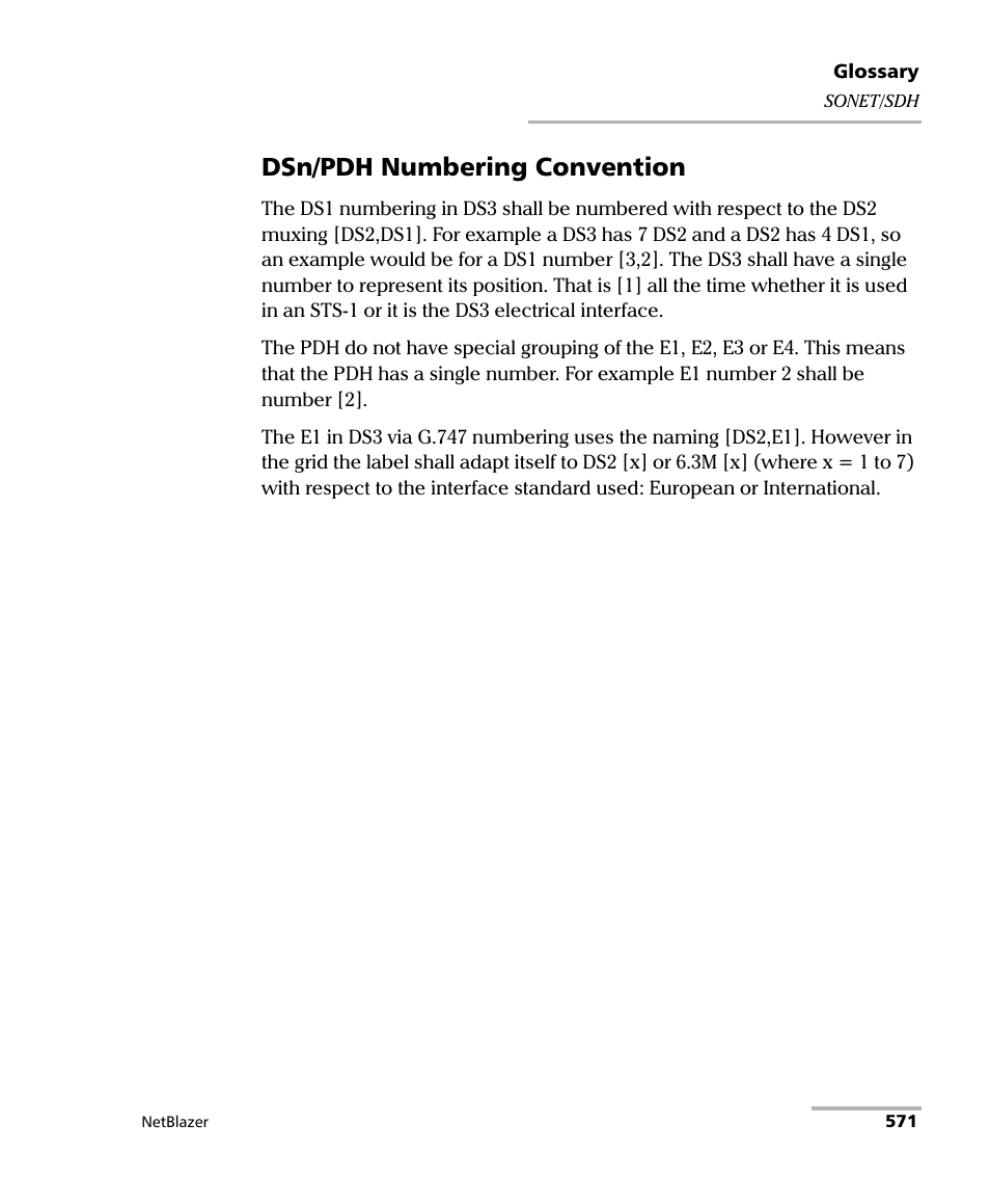 Dsn/pdh numbering convention | EXFO FTB-800 Series for FTB-1 User Manual | Page 581 / 621