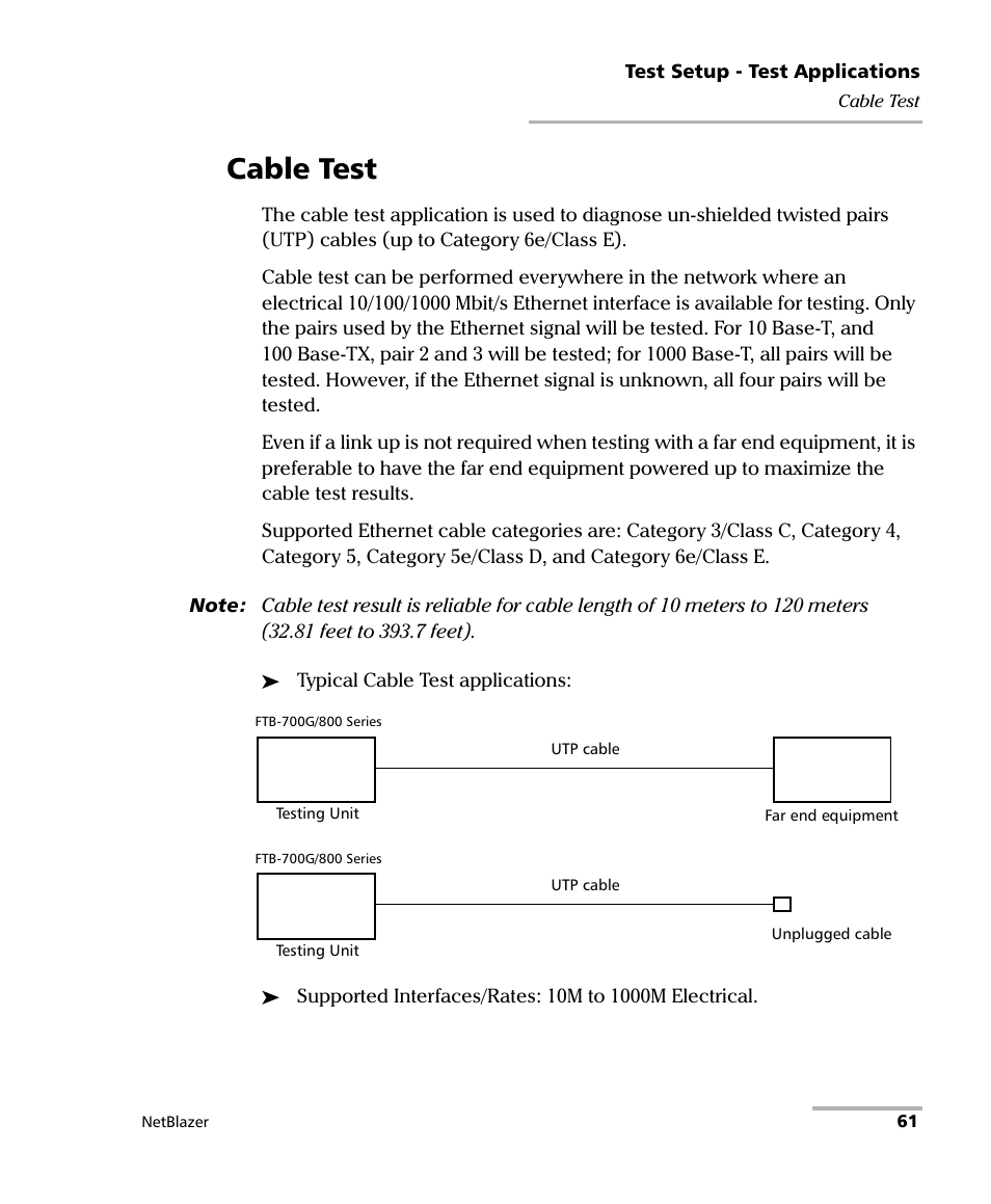 Cable test | EXFO FTB-800 Series for FTB-1 User Manual | Page 71 / 621