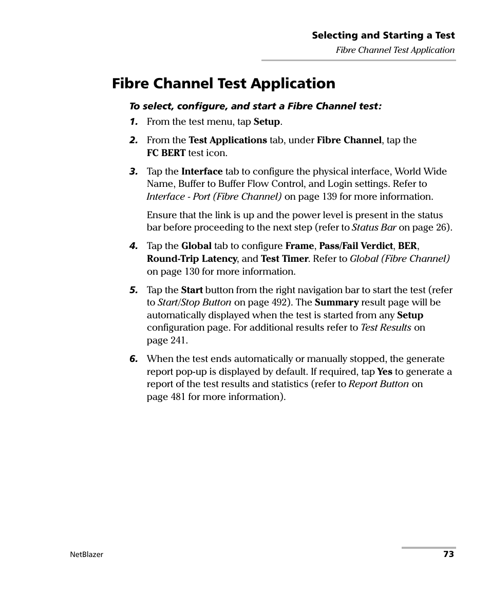 Fibre channel test application | EXFO FTB-800 Series for FTB-1 User Manual | Page 83 / 621