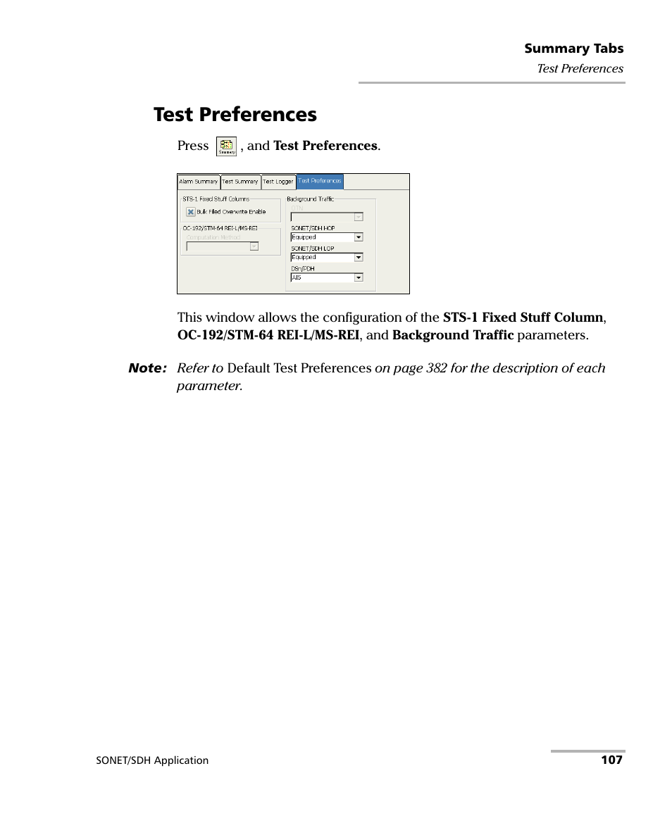 Test preferences | EXFO FTB-8100 Series Transport Blazer for FTB-200 User Manual | Page 119 / 518