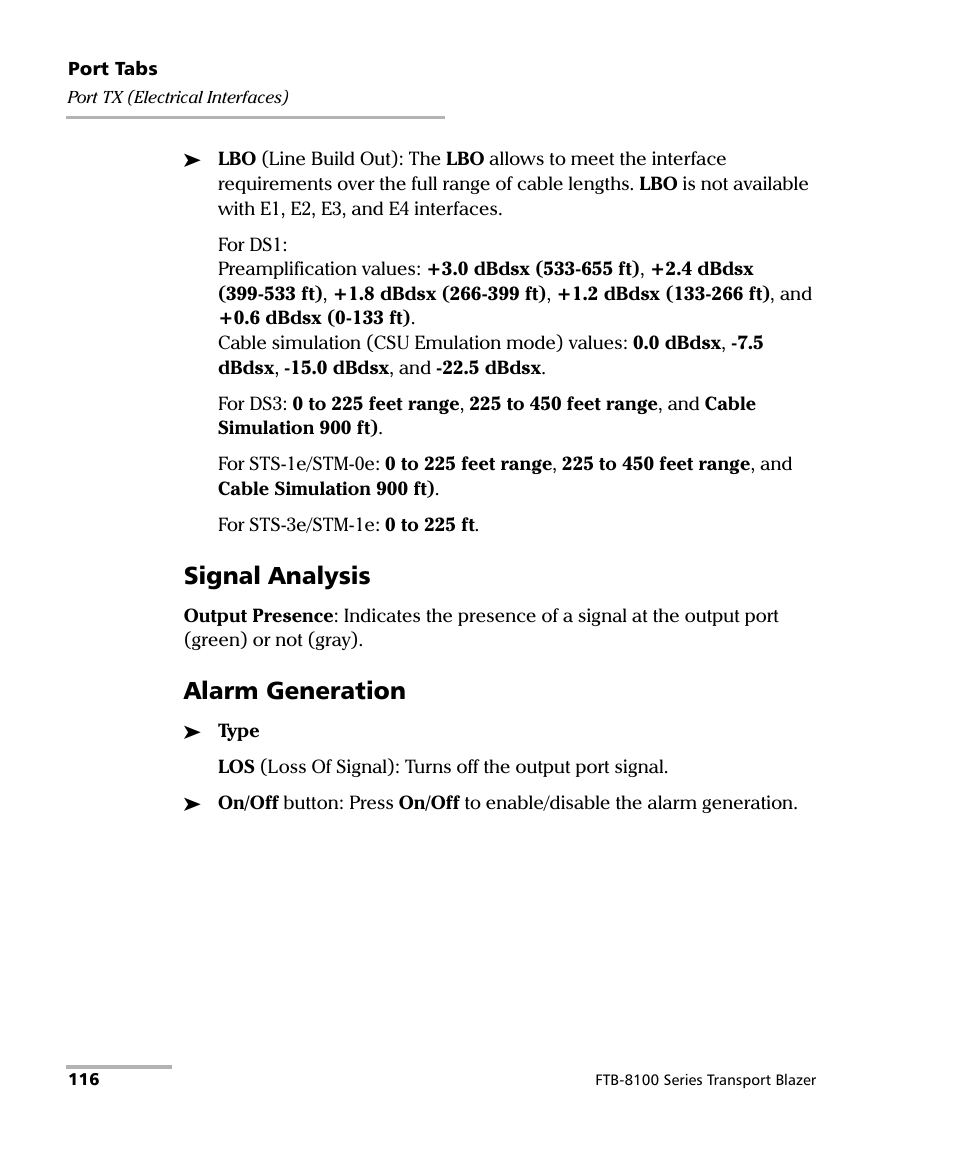 Signal analysis, Alarm generation | EXFO FTB-8100 Series Transport Blazer for FTB-200 User Manual | Page 128 / 518