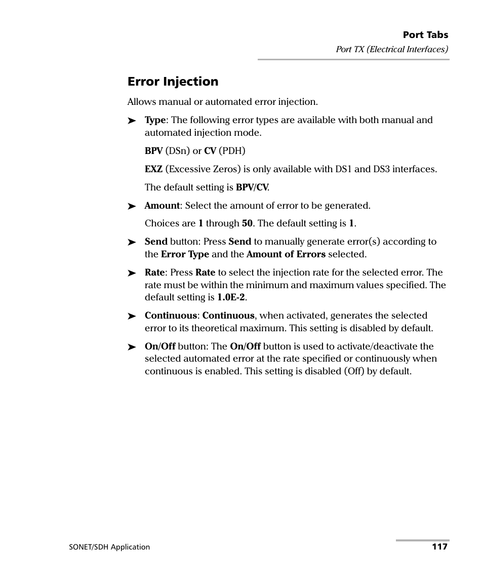 Error injection | EXFO FTB-8100 Series Transport Blazer for FTB-200 User Manual | Page 129 / 518