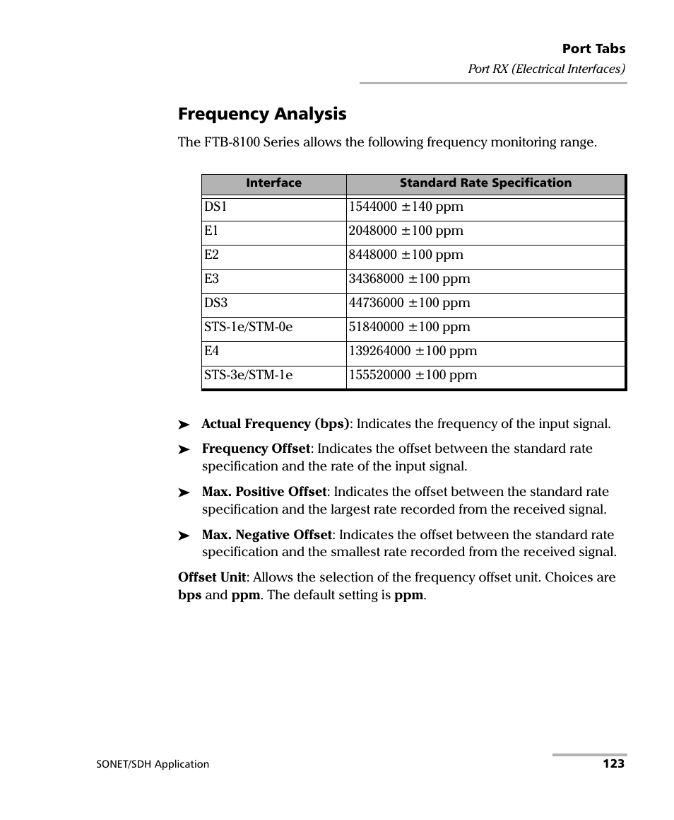 Frequency analysis | EXFO FTB-8100 Series Transport Blazer for FTB-200 User Manual | Page 135 / 518