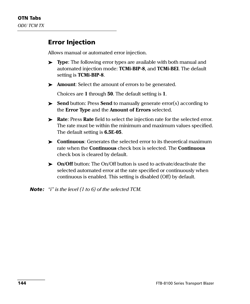 Error injection | EXFO FTB-8100 Series Transport Blazer for FTB-200 User Manual | Page 156 / 518