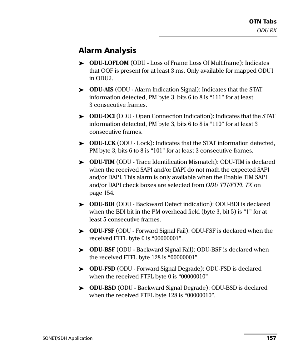 Alarm analysis | EXFO FTB-8100 Series Transport Blazer for FTB-200 User Manual | Page 169 / 518