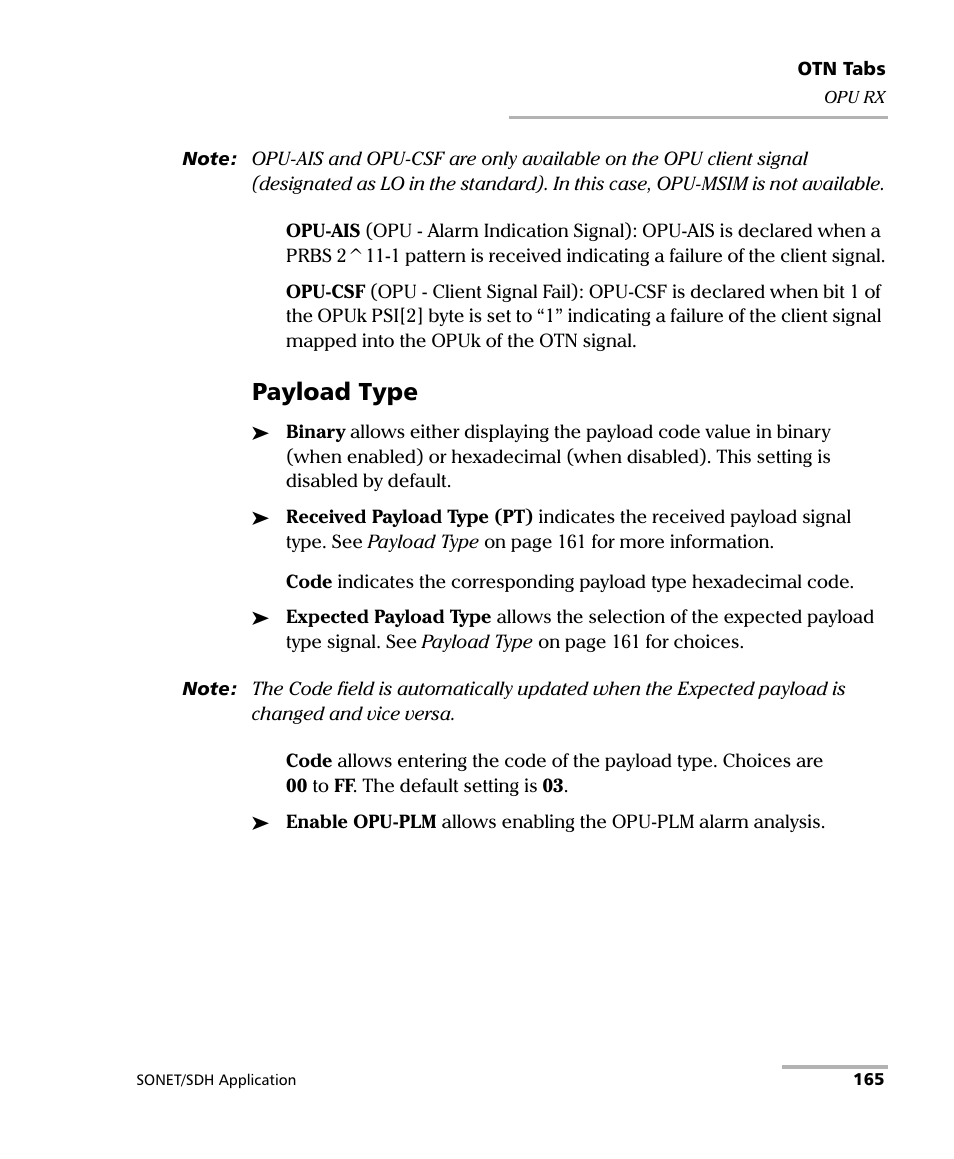 Payload type | EXFO FTB-8100 Series Transport Blazer for FTB-200 User Manual | Page 177 / 518