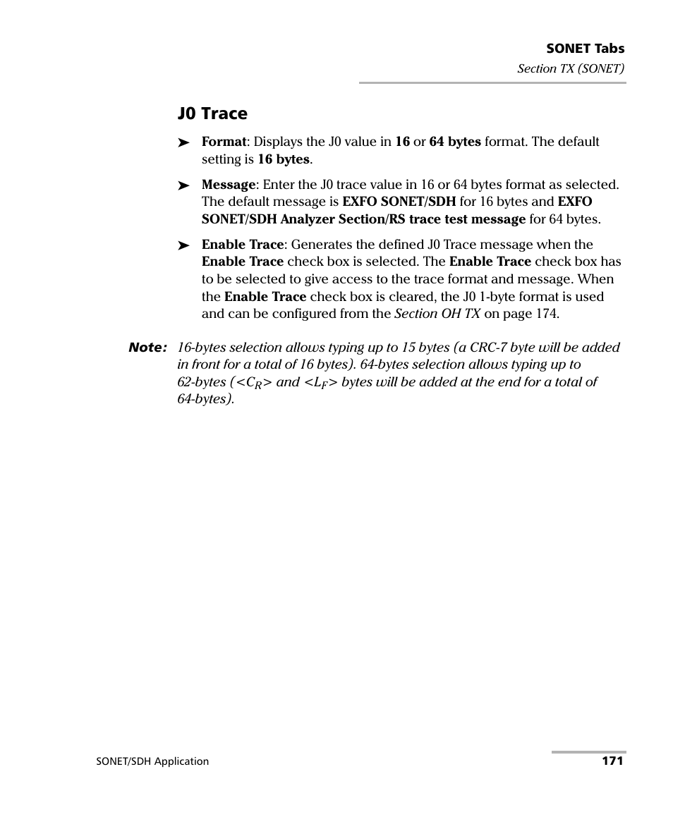 J0 trace | EXFO FTB-8100 Series Transport Blazer for FTB-200 User Manual | Page 183 / 518