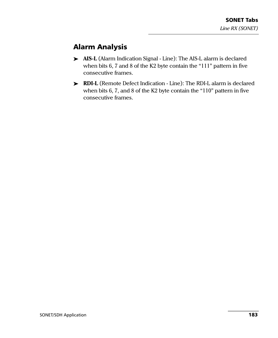 Alarm analysis | EXFO FTB-8100 Series Transport Blazer for FTB-200 User Manual | Page 195 / 518