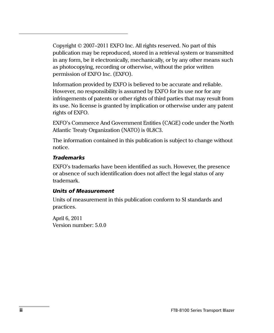 EXFO FTB-8100 Series Transport Blazer for FTB-200 User Manual | Page 2 / 518