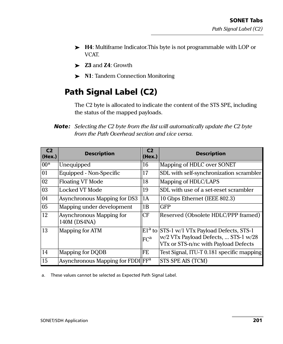 Path signal label (c2) | EXFO FTB-8100 Series Transport Blazer for FTB-200 User Manual | Page 213 / 518