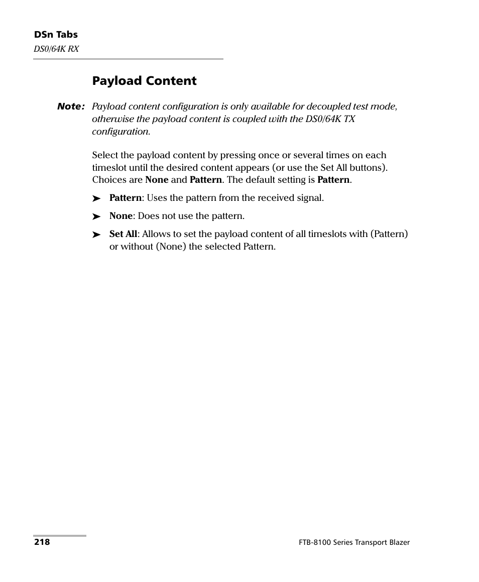 Payload content | EXFO FTB-8100 Series Transport Blazer for FTB-200 User Manual | Page 230 / 518