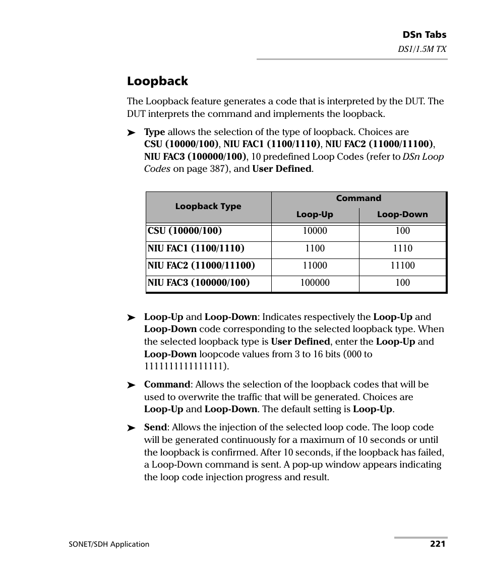 Loopback | EXFO FTB-8100 Series Transport Blazer for FTB-200 User Manual | Page 233 / 518