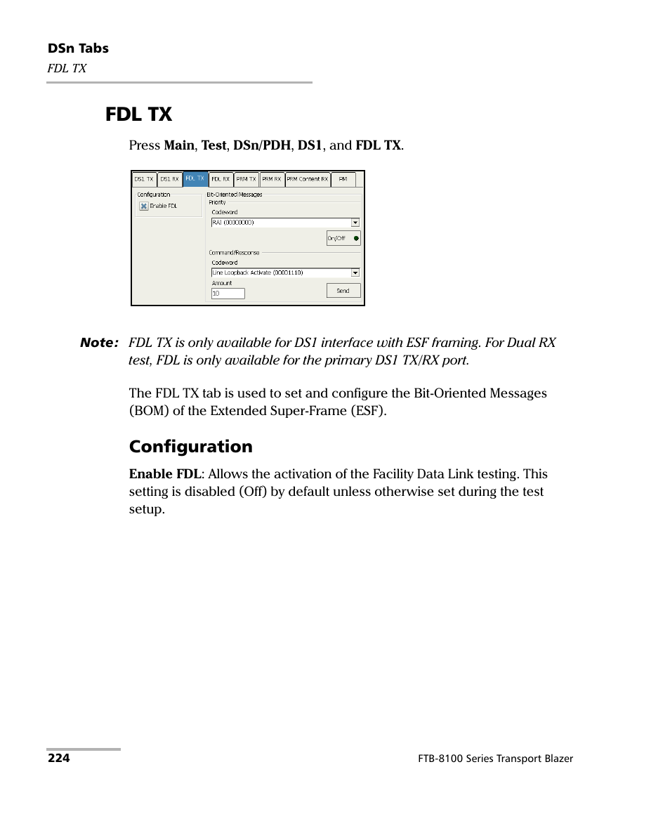 Fdl tx, Configuration | EXFO FTB-8100 Series Transport Blazer for FTB-200 User Manual | Page 236 / 518