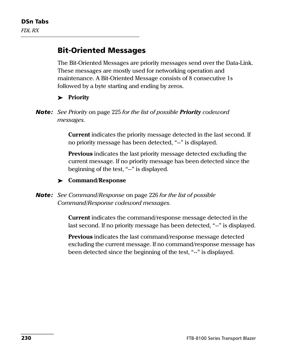 Bit-oriented messages | EXFO FTB-8100 Series Transport Blazer for FTB-200 User Manual | Page 242 / 518