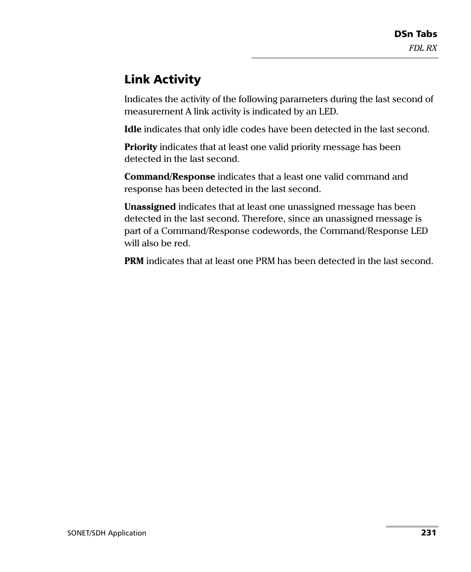 Link activity | EXFO FTB-8100 Series Transport Blazer for FTB-200 User Manual | Page 243 / 518