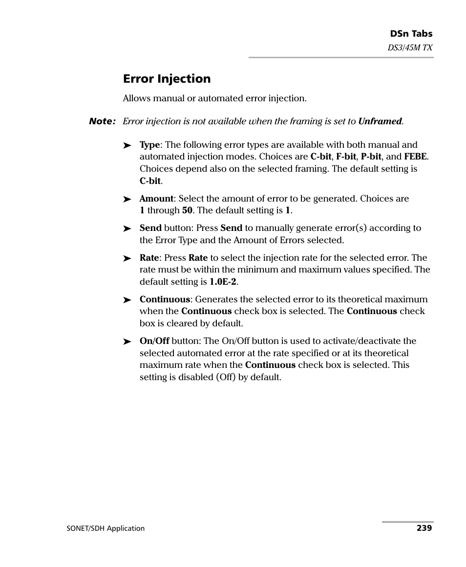 Error injection | EXFO FTB-8100 Series Transport Blazer for FTB-200 User Manual | Page 251 / 518