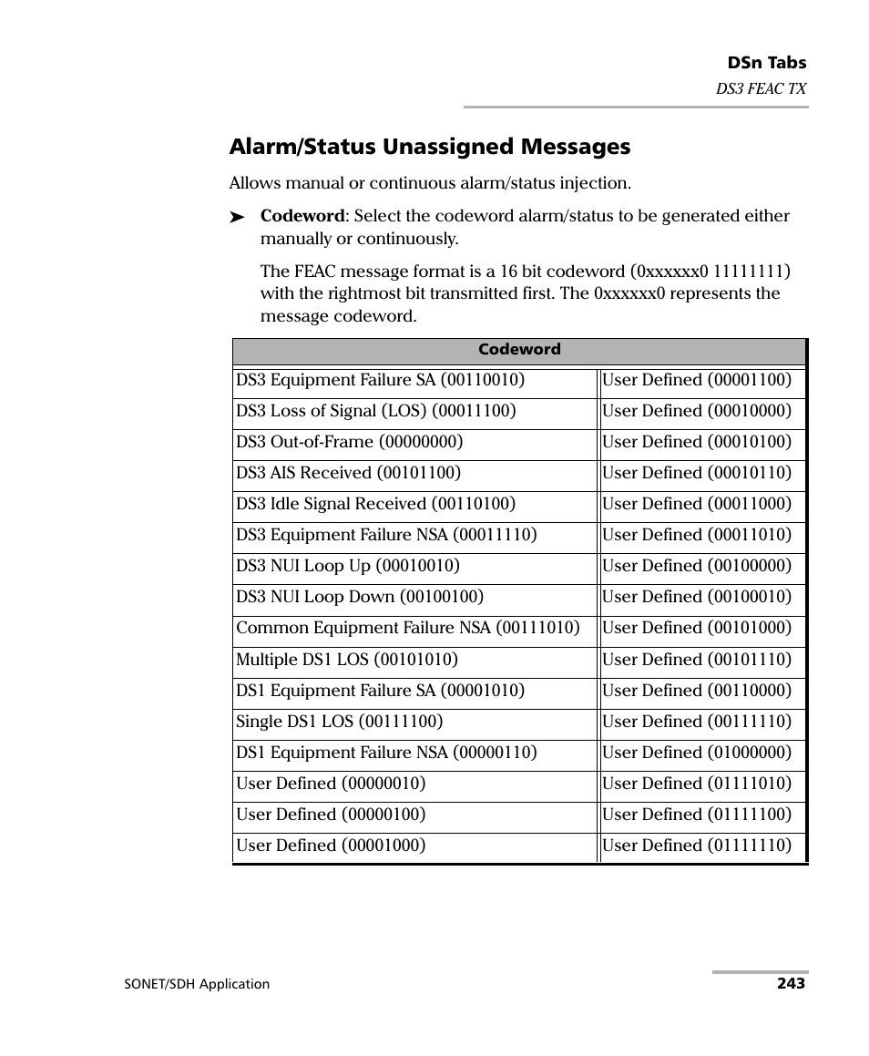 Alarm/status unassigned messages | EXFO FTB-8100 Series Transport Blazer for FTB-200 User Manual | Page 255 / 518