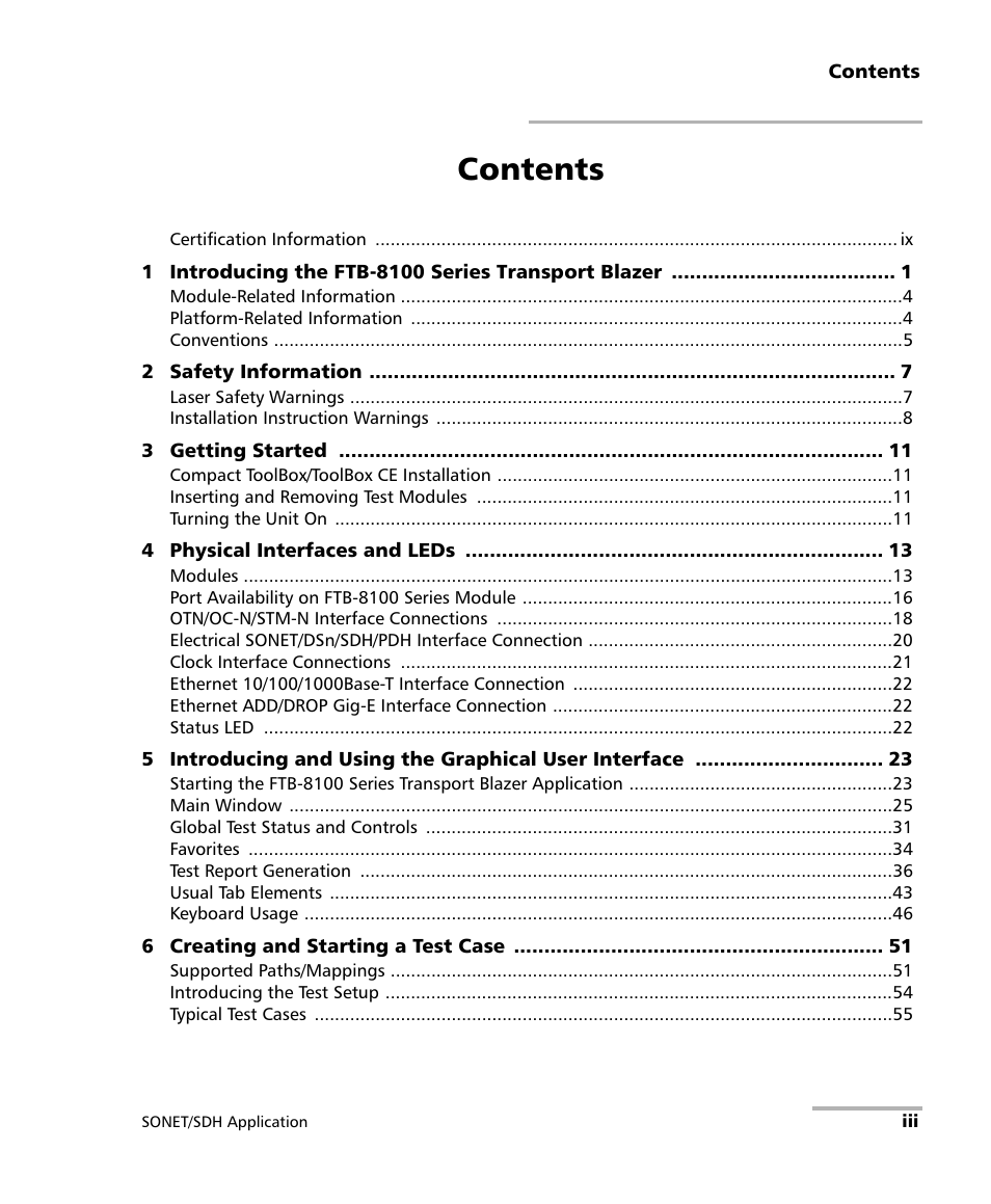 EXFO FTB-8100 Series Transport Blazer for FTB-200 User Manual | Page 3 / 518